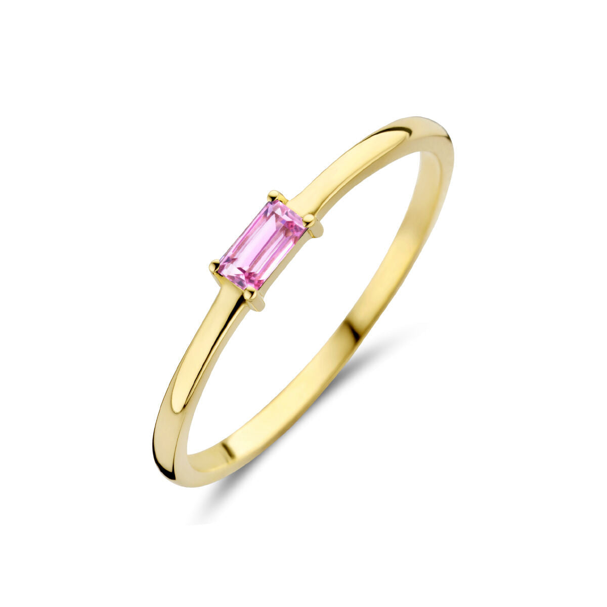 Ring aus 14K Gelbgold mit pinkem Turmalin als Geburtsstein für Oktober