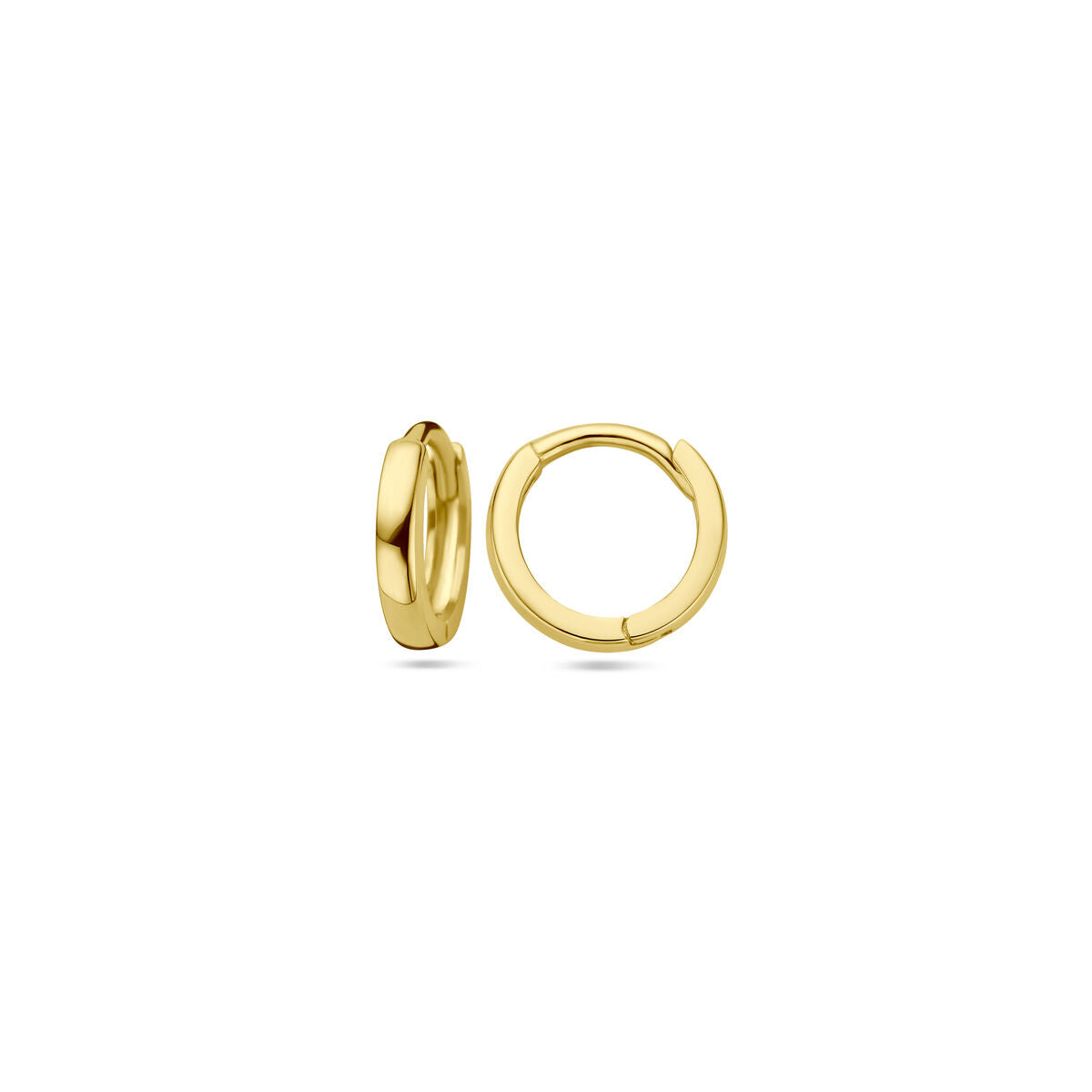 Klapp-Ohrringe aus 14K Gelbgold mit glänzender Oberfläche und schlichten, runden Formen