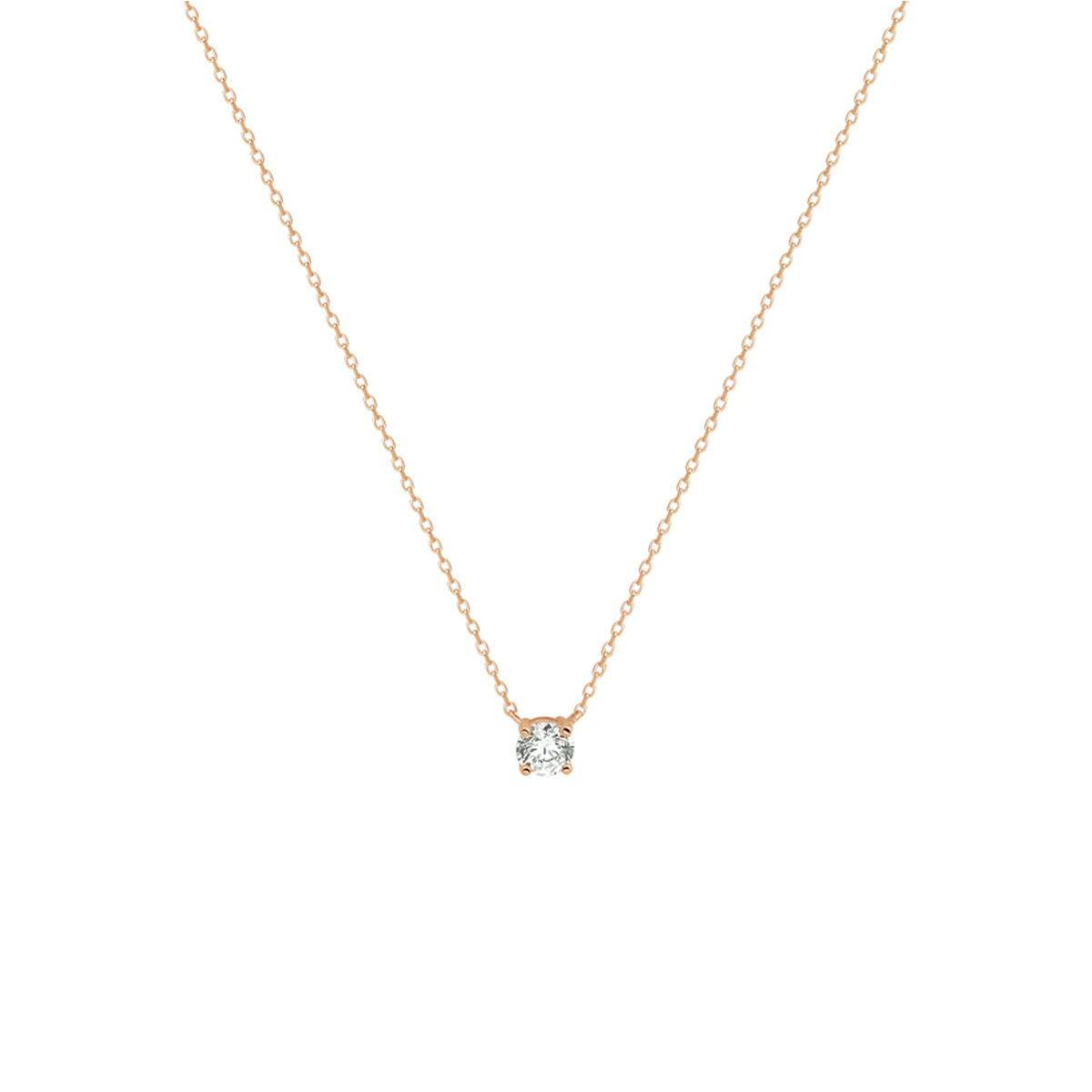 Collier aus 14K Roségold mit Zirkonia-Anhänger, Länge 40-42-44 cm