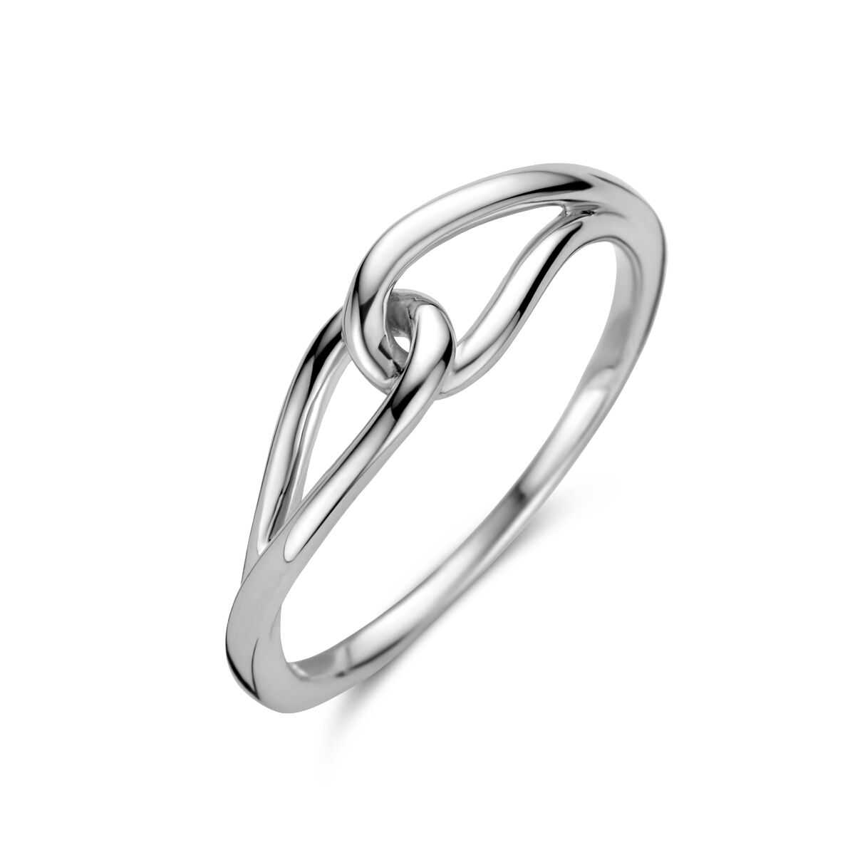 Ring aus rhodiniertem Silber mit geschwungenem Design und einer Knoten-Optik