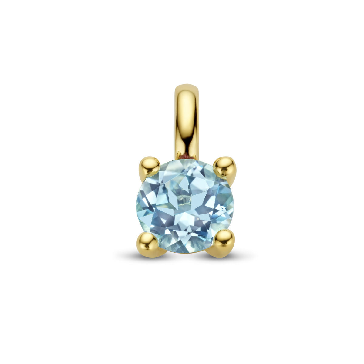 Hänger aus 14K Gelbgold mit rundem, blauem Topas in Krappenfassung