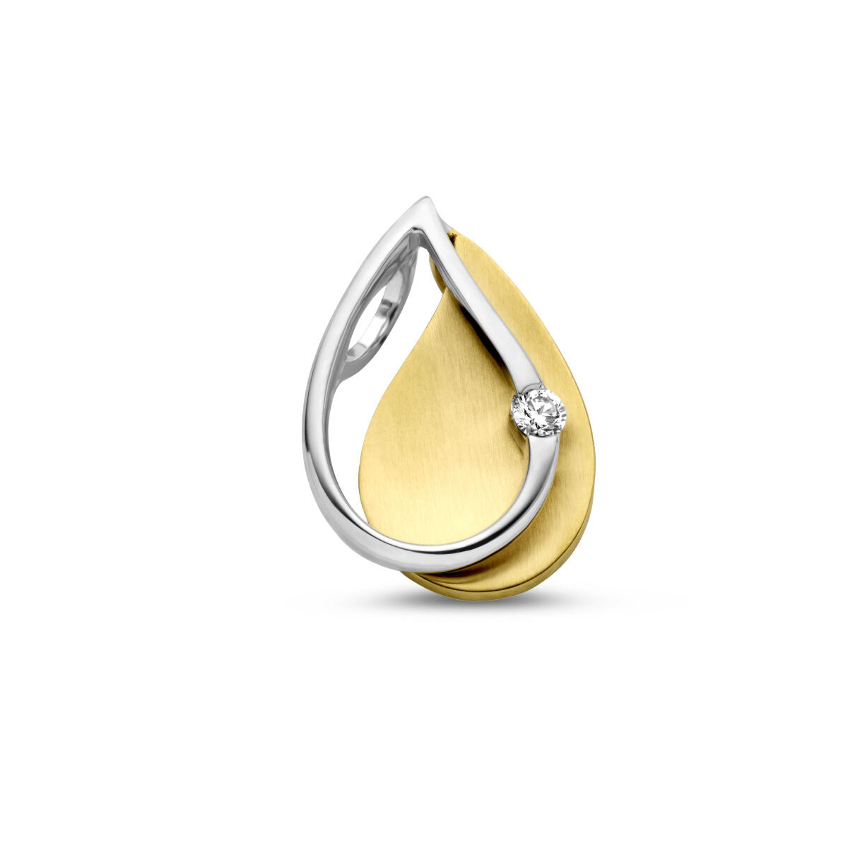 Hänger aus 14K bicolor Gold mit gelber und weißer Oberfläche sowie einem 0,03 ct Diamanten