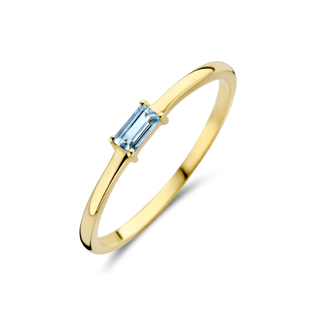 Ring aus 14K Gelbgold mit rechteckigem Topas in der Mitte
