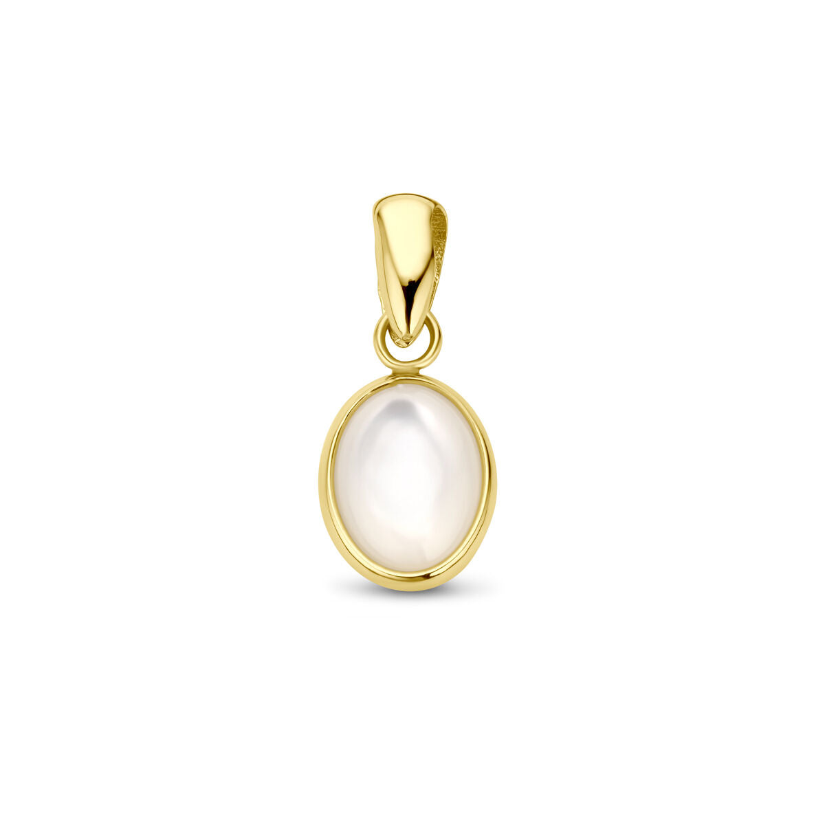 Hänger aus 14K Gelbgold mit ovalem Perlmuttstein