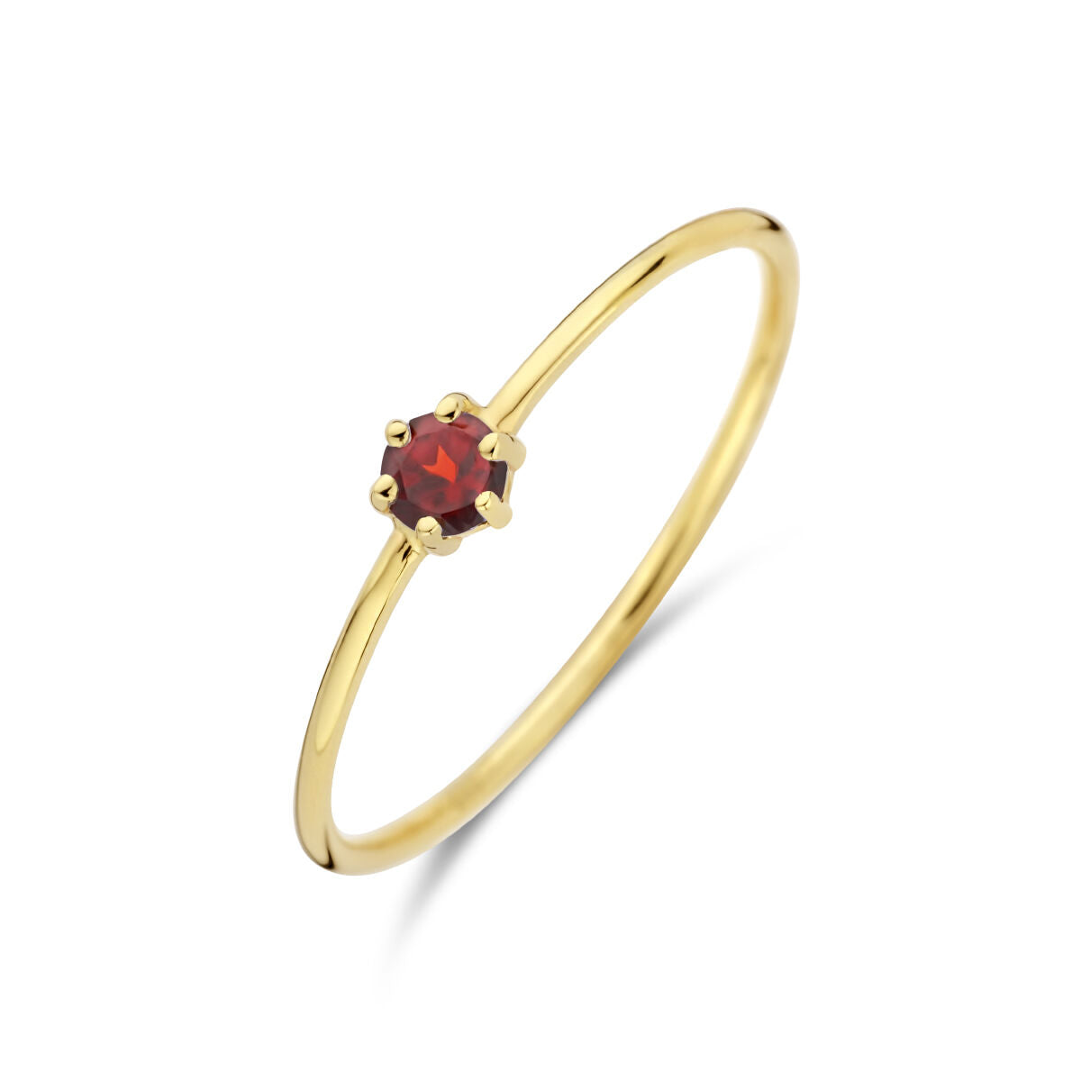 Ring aus 14K Gelbgold mit rotem Granat als Geburtsstein für Januar