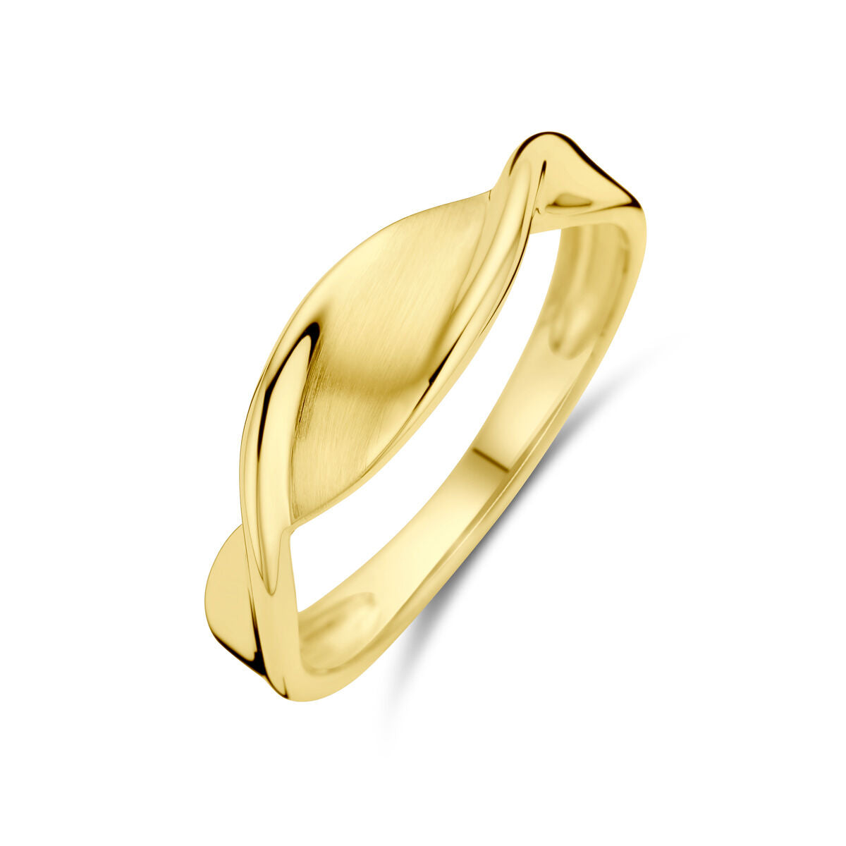 Ring aus 14K Gelbgold mit mattem und poliertem Finish in geschwungener Form