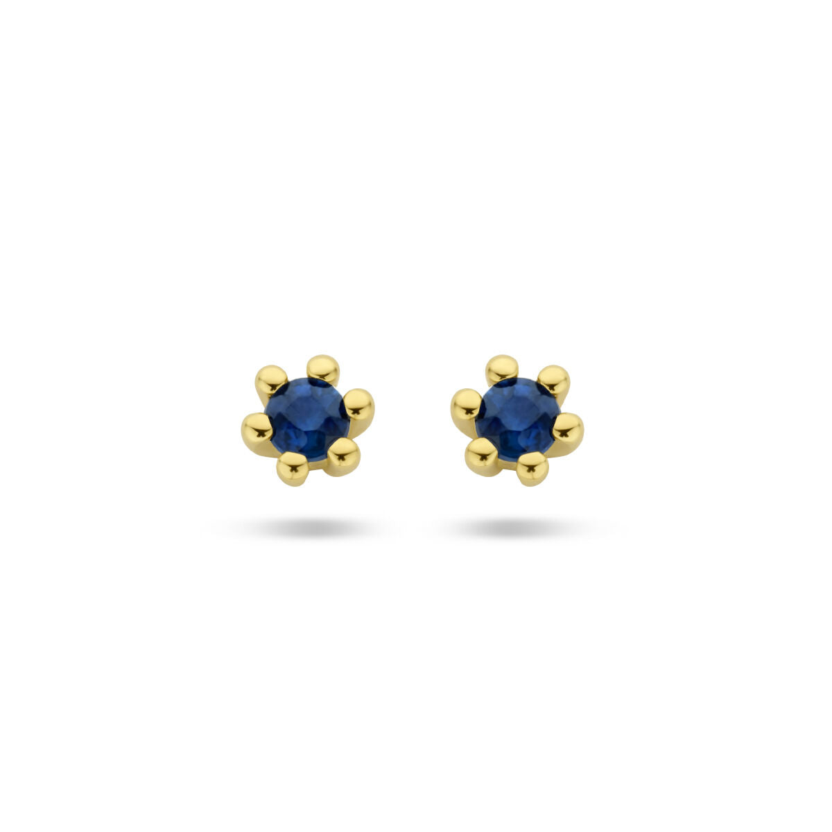 Ohrstecker aus 14K Gelbgold mit blauen Saphiren in Blumenform