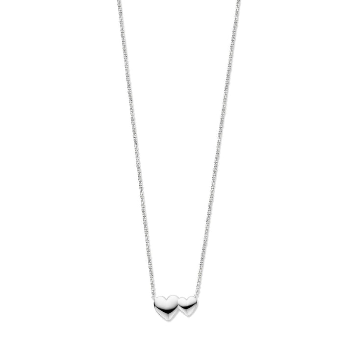 Halskette Herzen 41 + 4 cm Silber rhodiniert