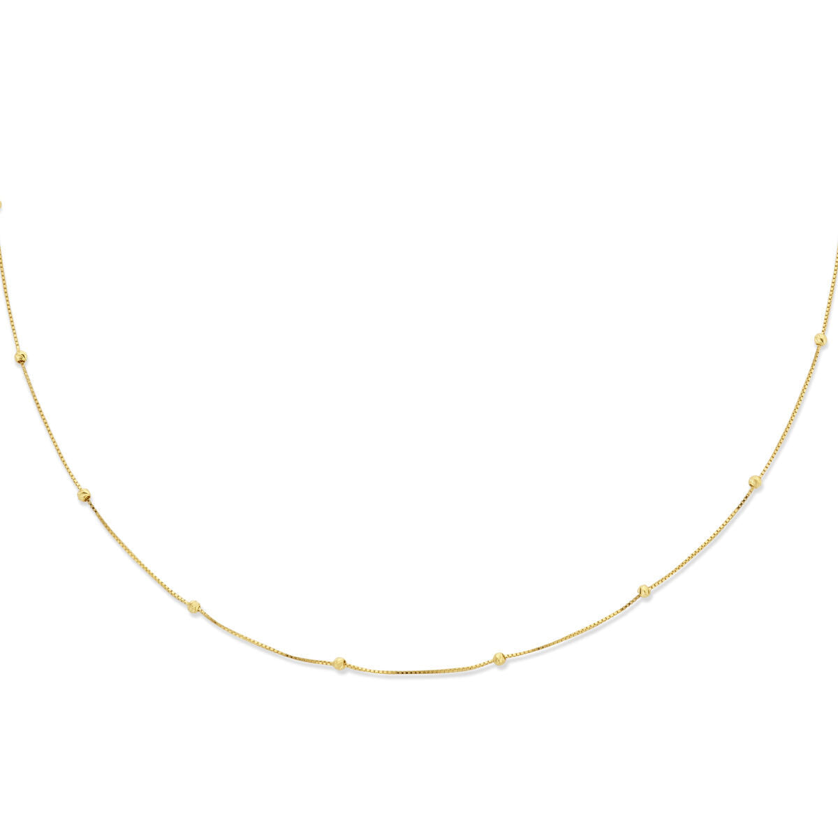 Collier aus 14K Gelbgold mit gediamantierten Bolzen, Länge 42-45 cm