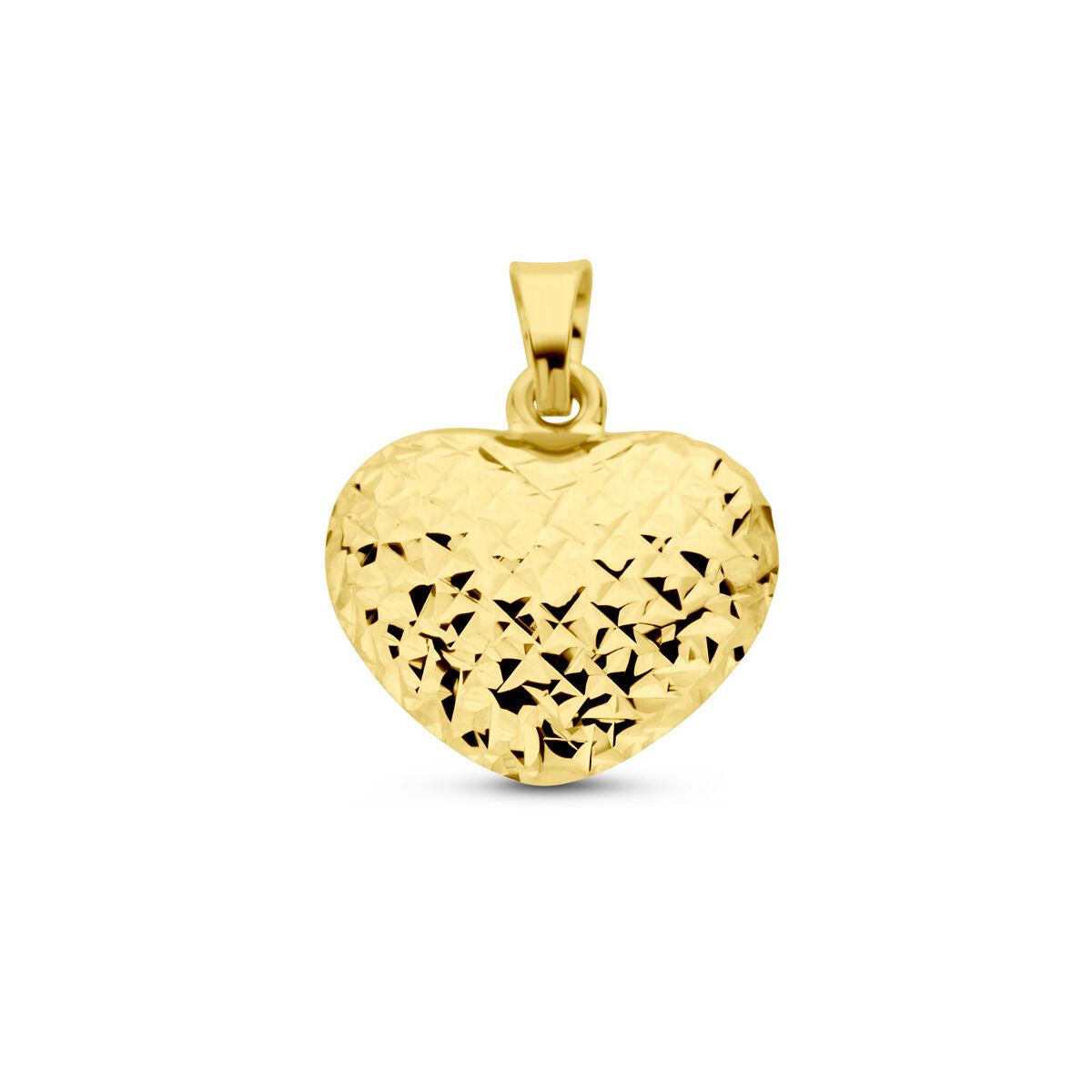 Hänger in Herzform aus 14K Gelbgold mit diamantierter Oberfläche