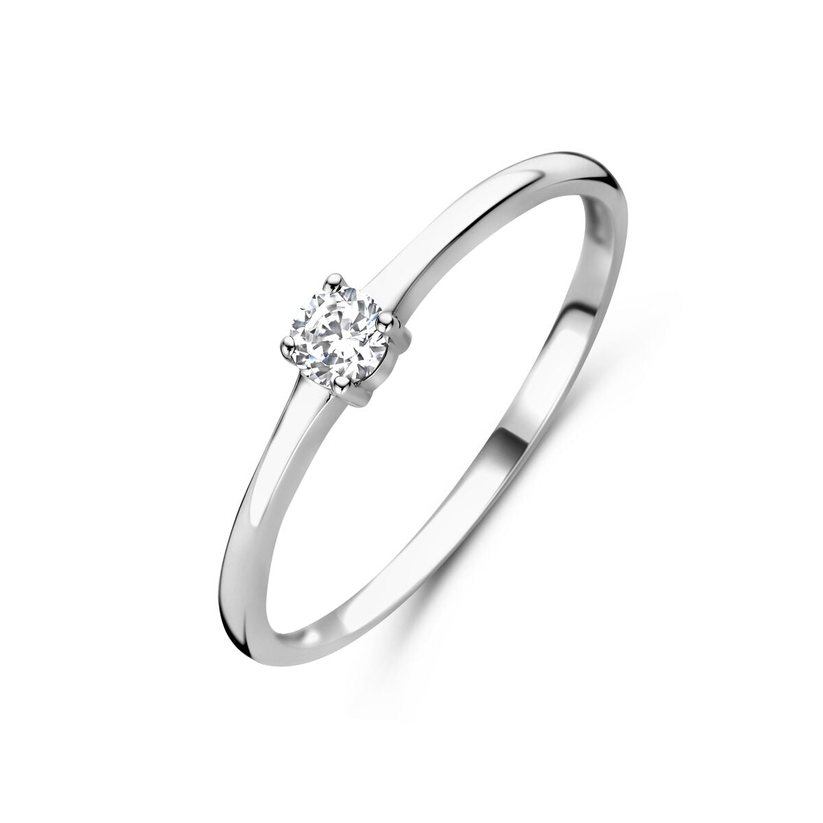 Ring aus rhodiniertem Silber mit klarer CZ-Geburtsstein in quadratischer Fassung
