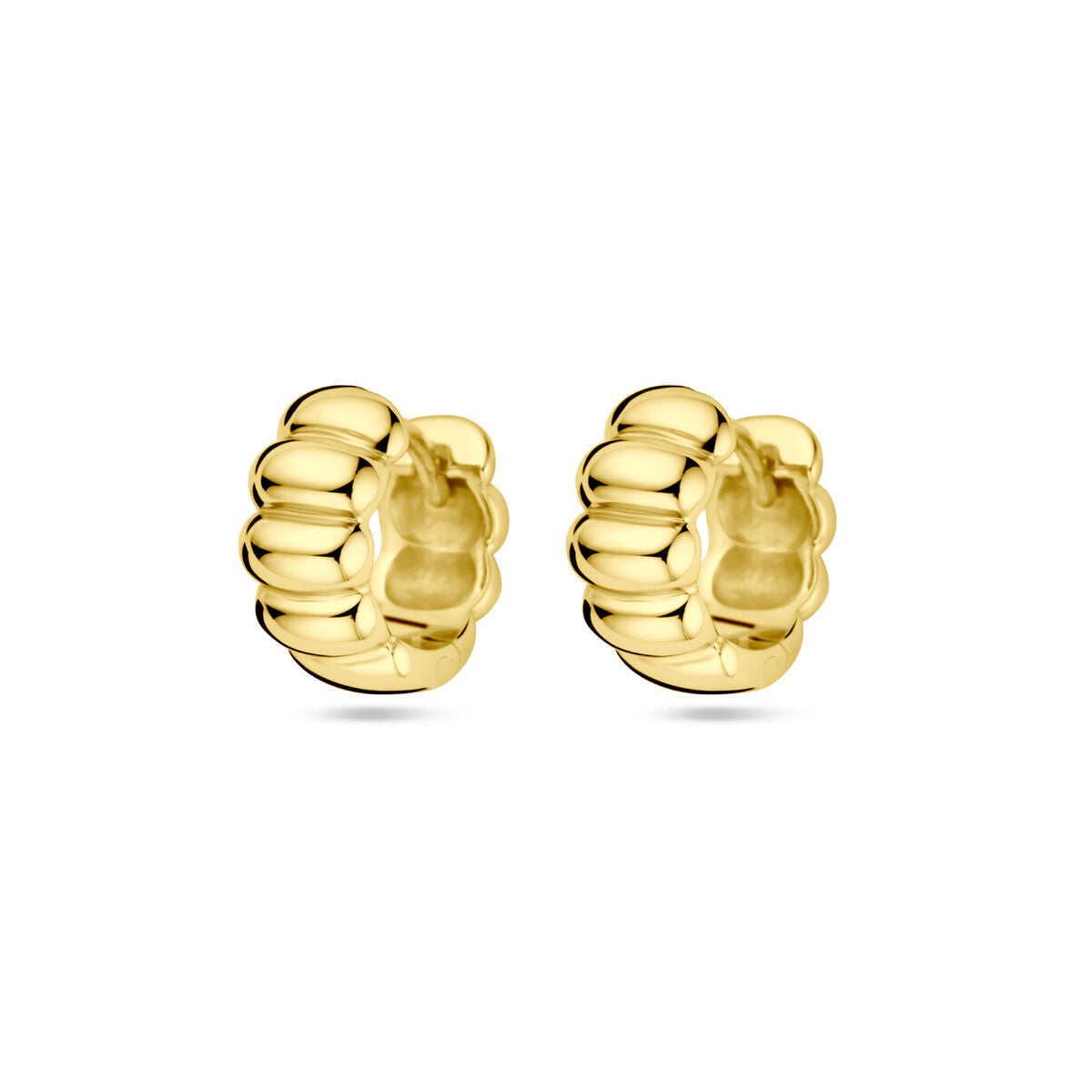Klapp-Ohrringe aus vergoldetem Silber mit gewelltem Design in Gelbgold