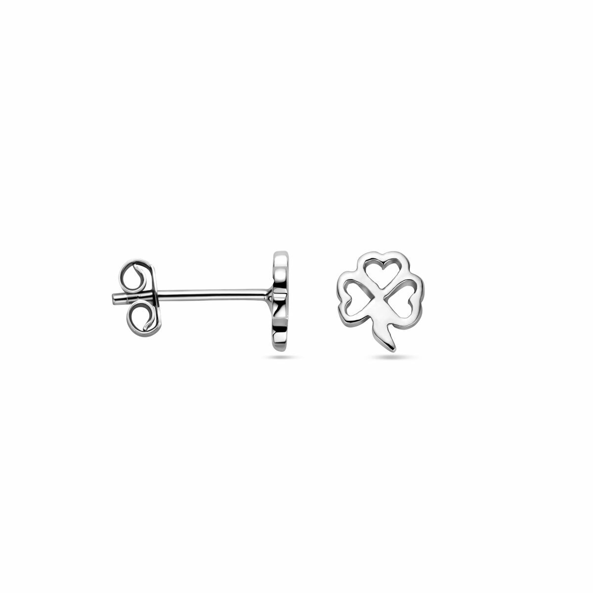 Silberne Kleeblatt-Ohrstecker rhodiniert