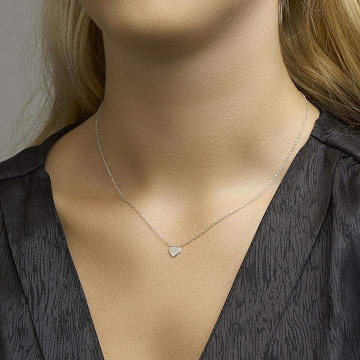 Halskette Herz 41 + 5 cm Silber rhodiniert
