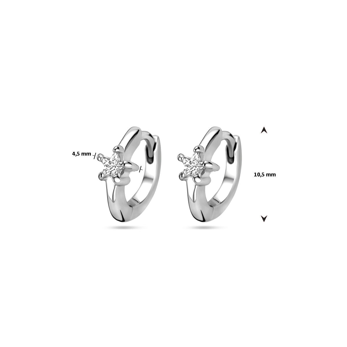 Klappohrringe Zirkonia 10,5 mm Silber rhodiniert