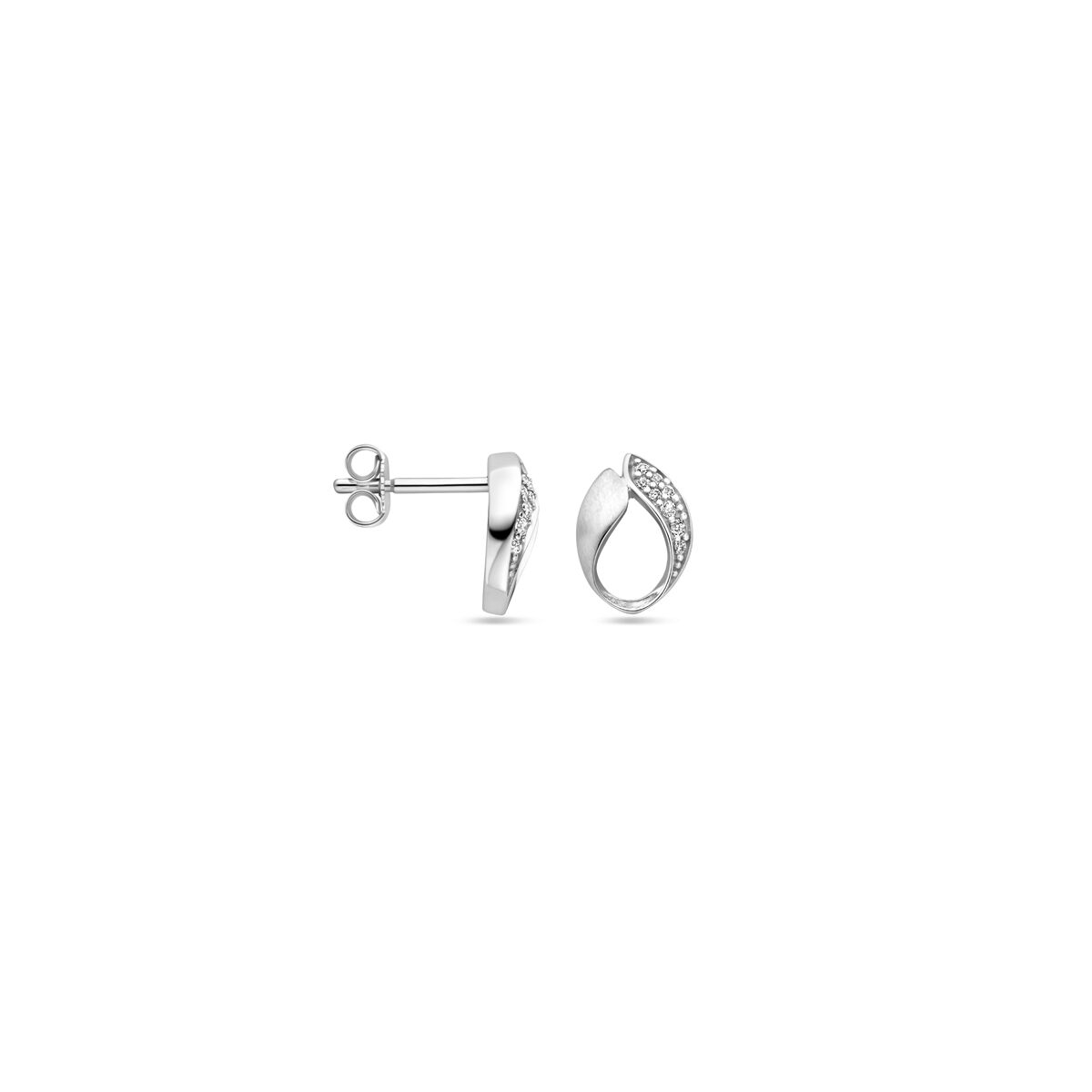 Ohrstecker Zirkonia poliert/matt 10,5 mm rhodiniertes Silber