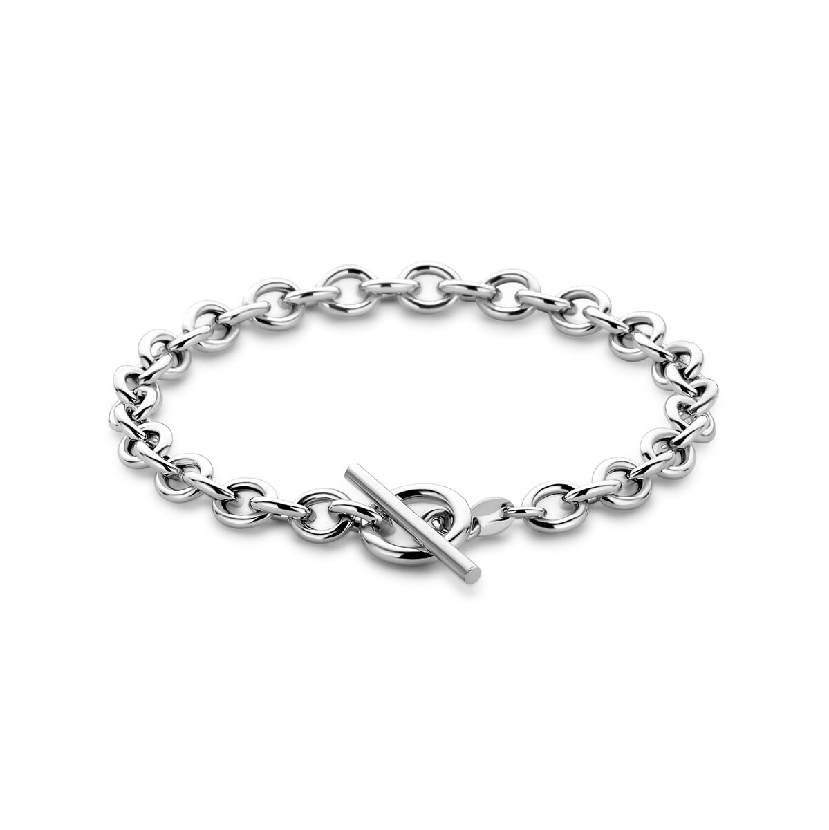 Armband mit 6 mm Gliedern, 18,5 cm lang, mit rhodiniertem Silber und Kapittelslot