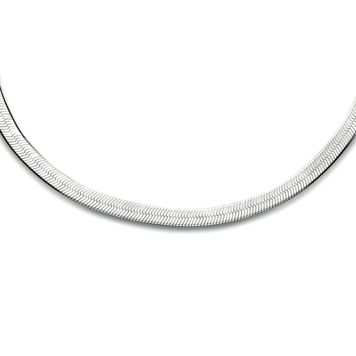 Flaches Schlangencollier aus rhodiniertem Silber, 3,3 mm breit, 40 + 5 cm lang
