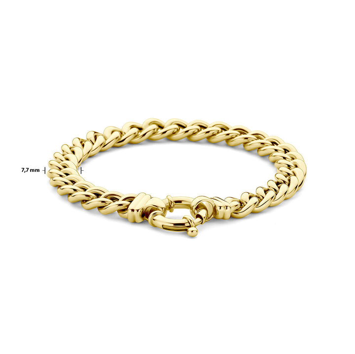 Armband Gourmette 7,7 mm 19 cm mit großem Karabinerverschluss 14K Gelbgold