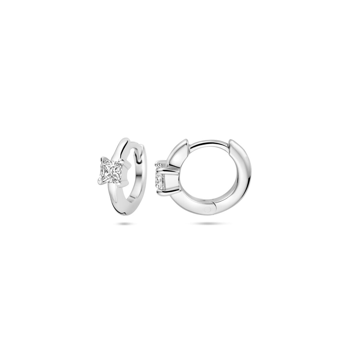 Klappcreolen Zirkonia 10,5 mm Silber rhodiniert
