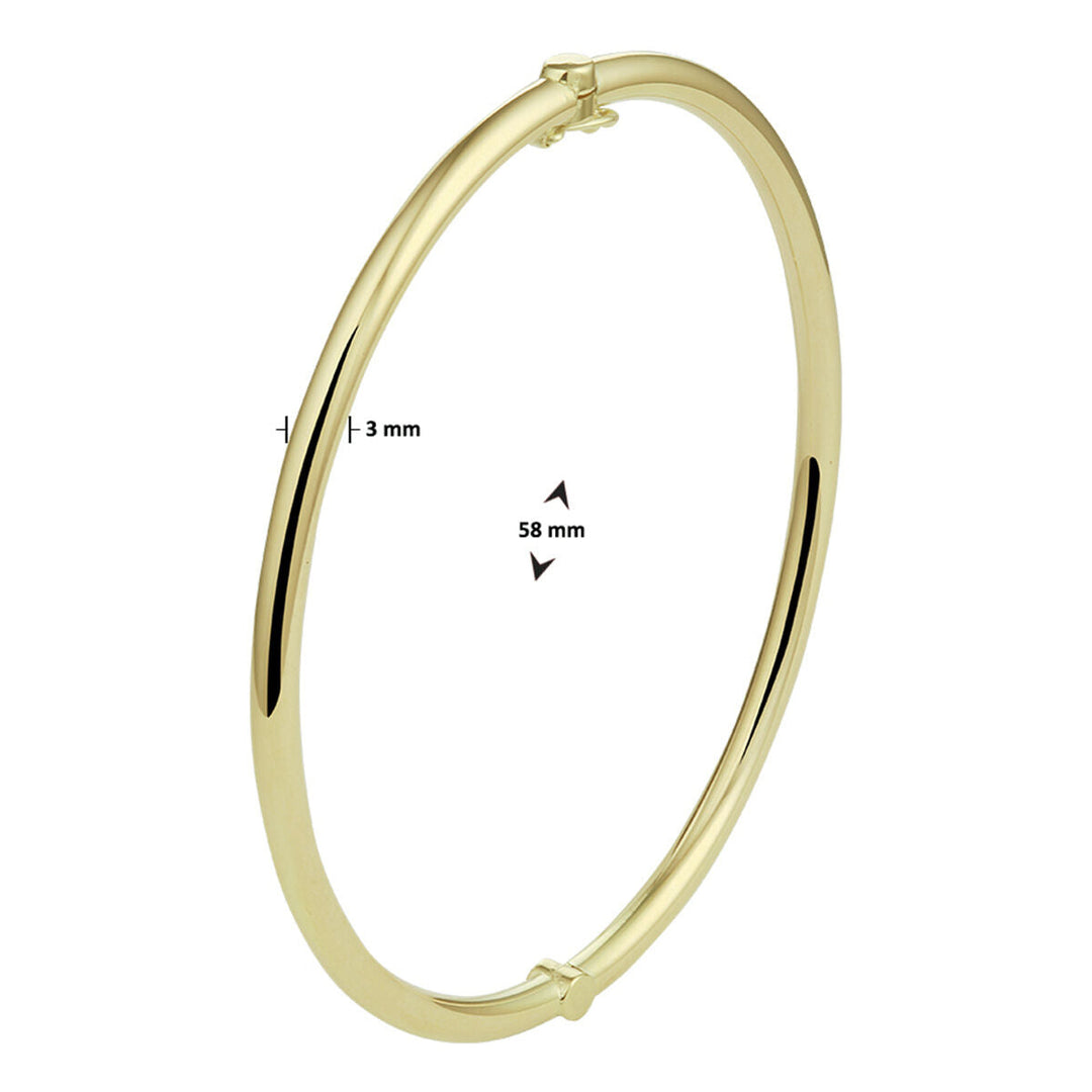Armreif Scharnier massiv Rundrohr 3 mm Zilgold (Gelbgold mit Silberkern)