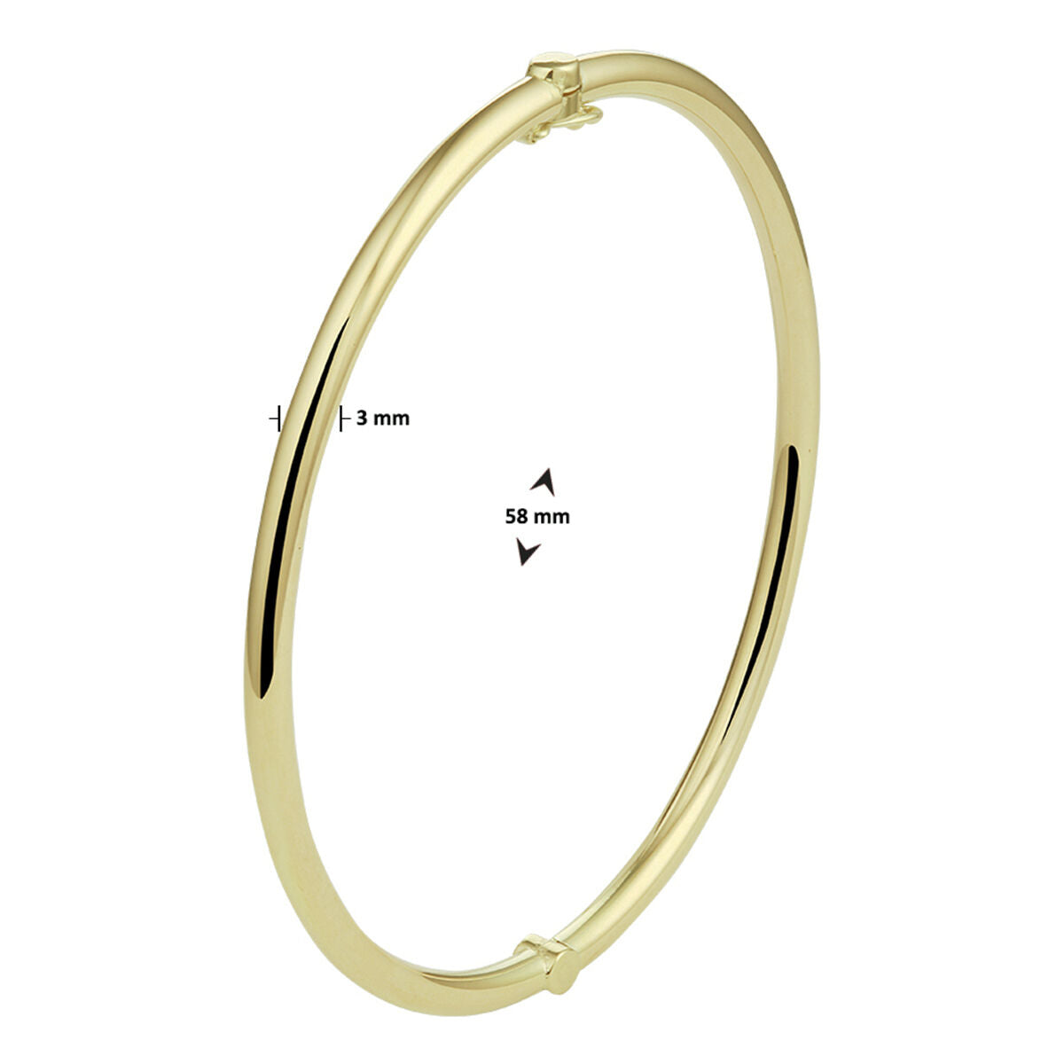 Armreif Scharnier massiv Rundrohr 3 mm Zilgold (Gelbgold mit Silberkern)