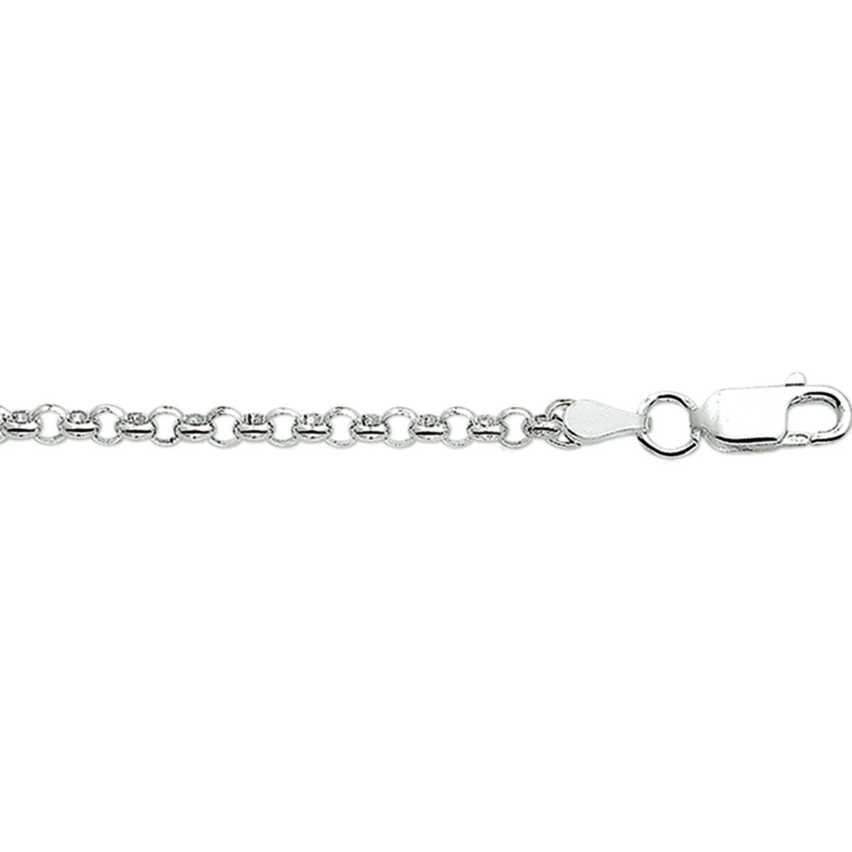 Collier aus 3,0 mm weißem Silber mit Jasseron-Gliedern und Karabinerverschluss