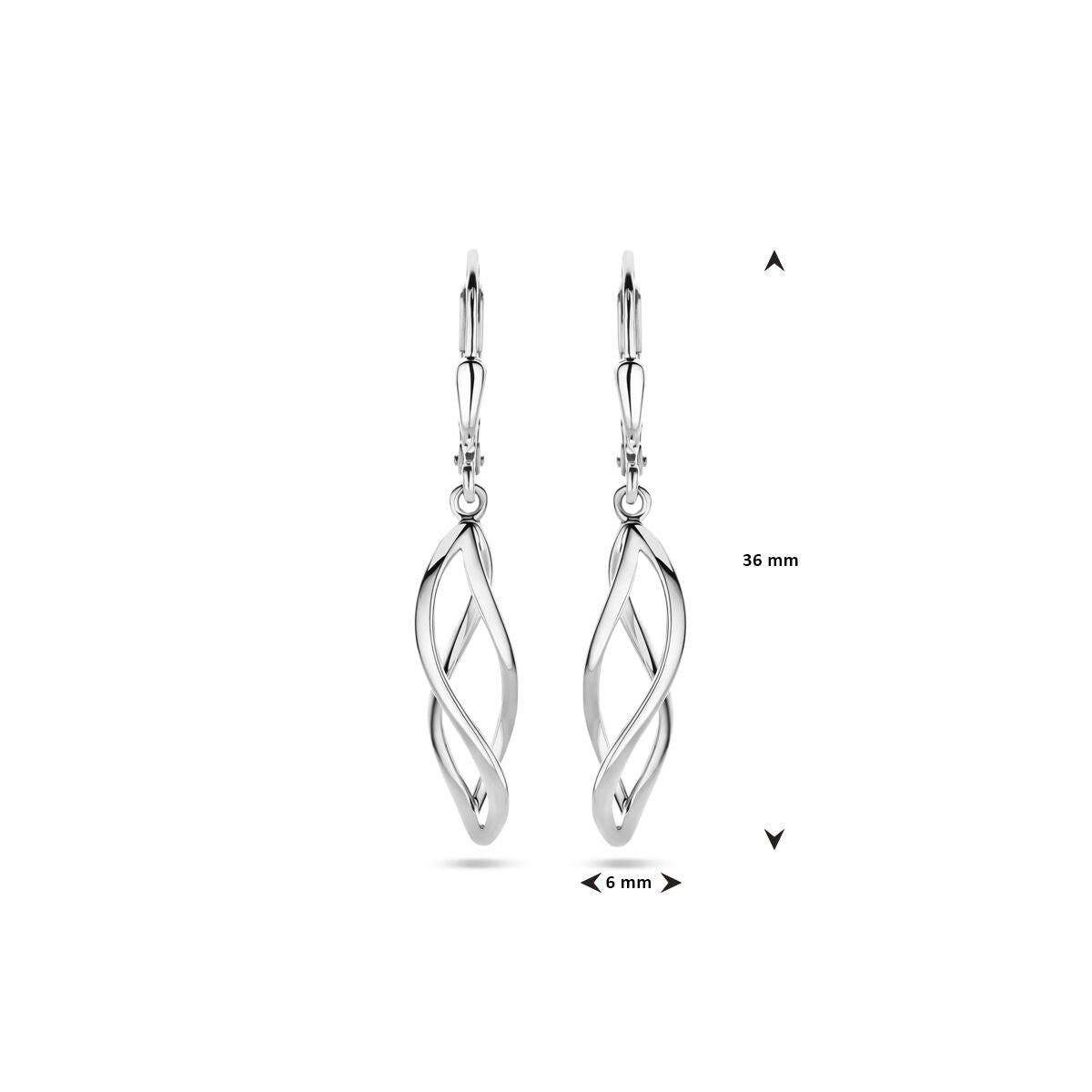 Ohrringe Brisurhaken 36 mm Silber rhodiniert