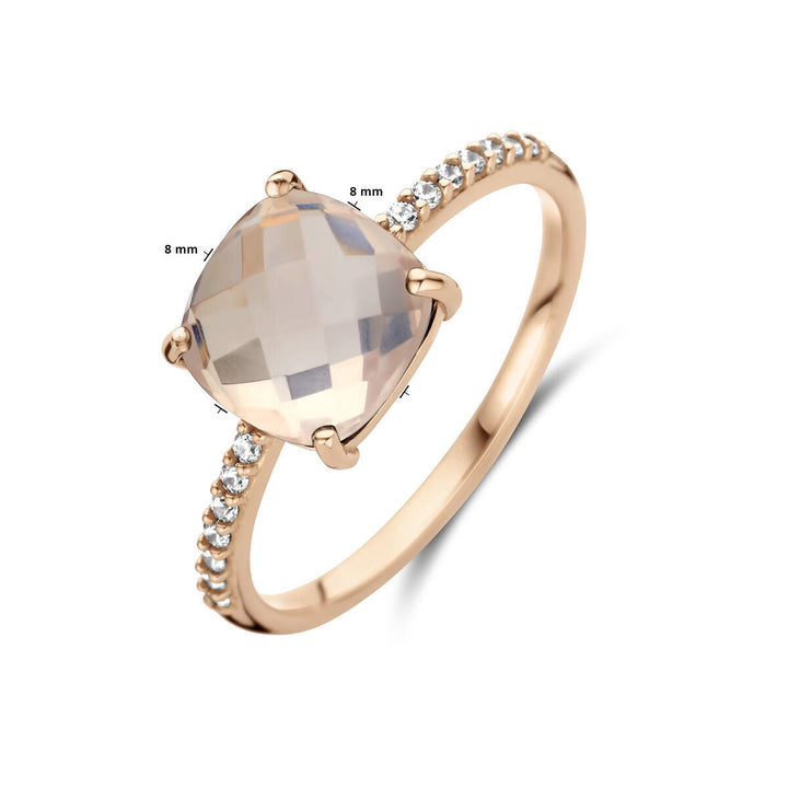 Ring Rosenquarz und Zirkonia 14K Roségold
