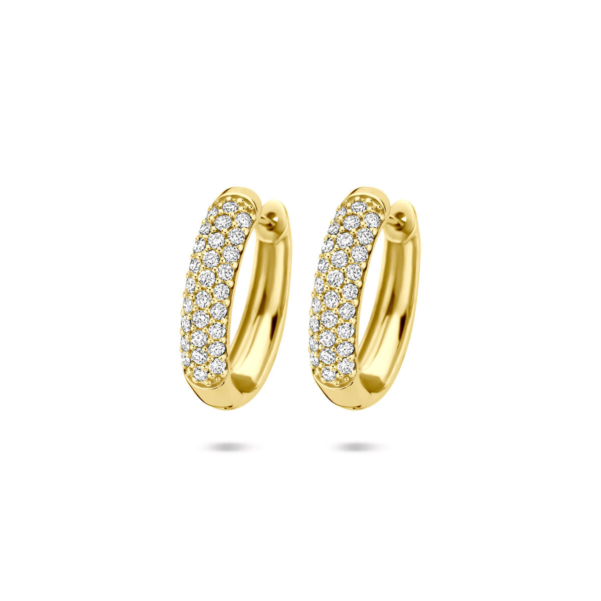 Klapp-Ohrringe aus 14K Gelbgold mit 0,755 ct lab-grown Diamanten in H SI, 18 mm lang