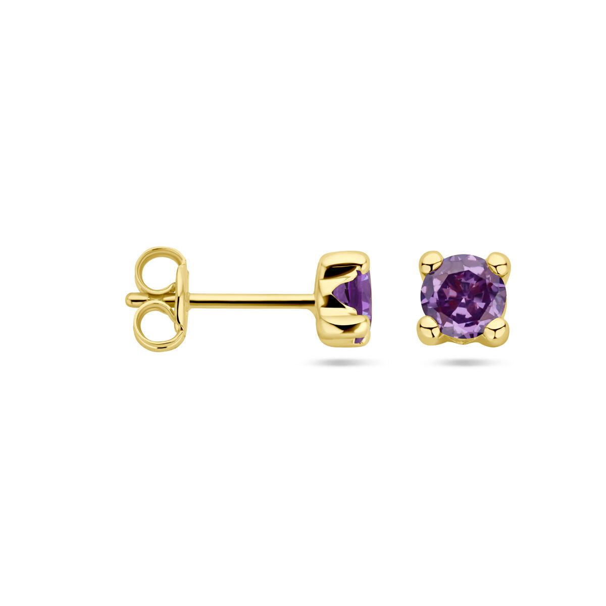 Ohrstecker Synth. Amethystist 14K Gelbgold
