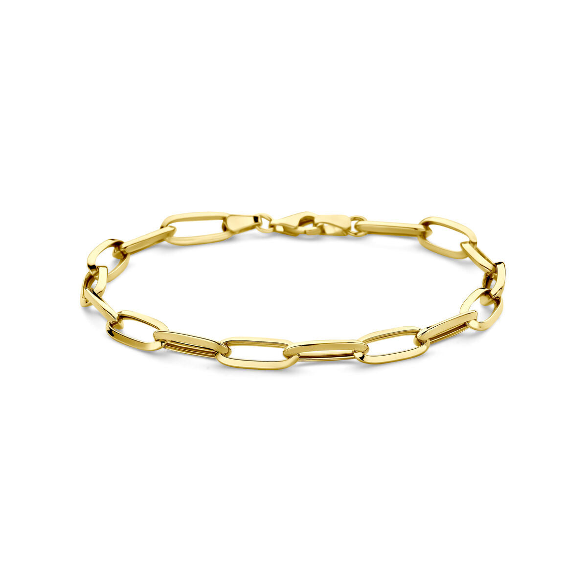 Armband aus 14K Gelbgold mit geschlossenen Gliedern, 5,8 mm breit und 19 cm lang