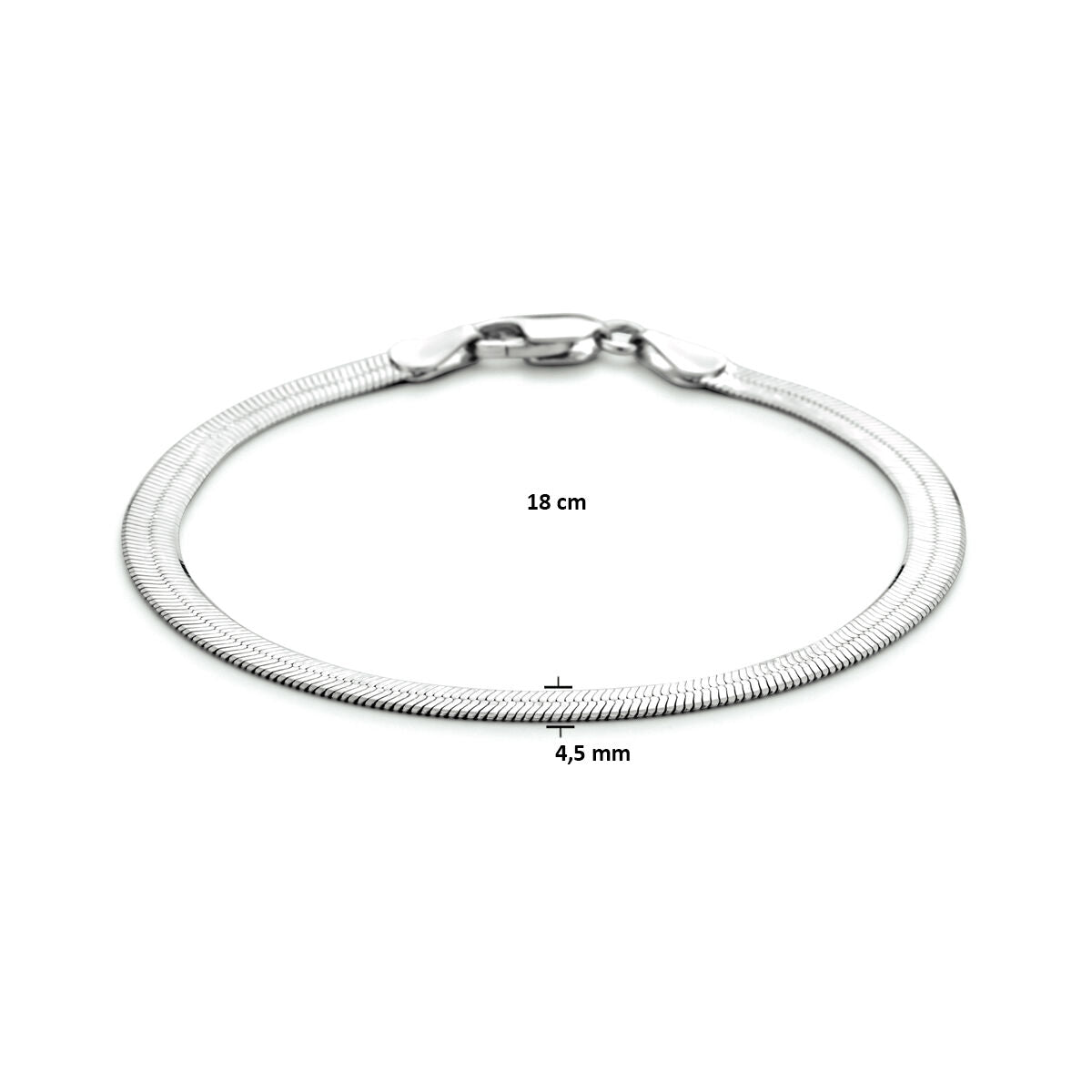 Armband flach 4,5 mm Silber rhodiniert