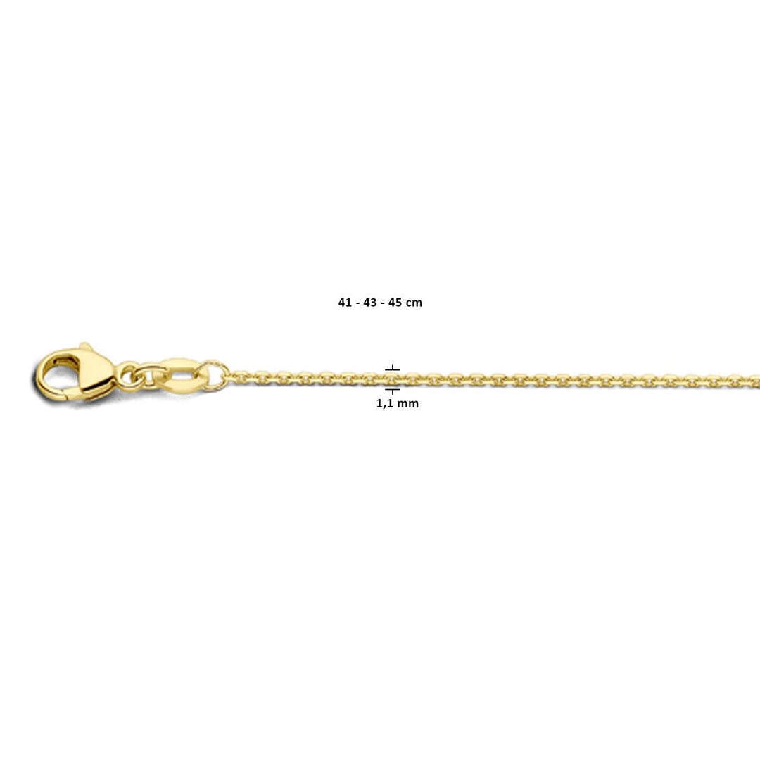 Halskette Anker diamantiert 1,1 mm 41 - 43 - 45 cm 18K Gelbgold