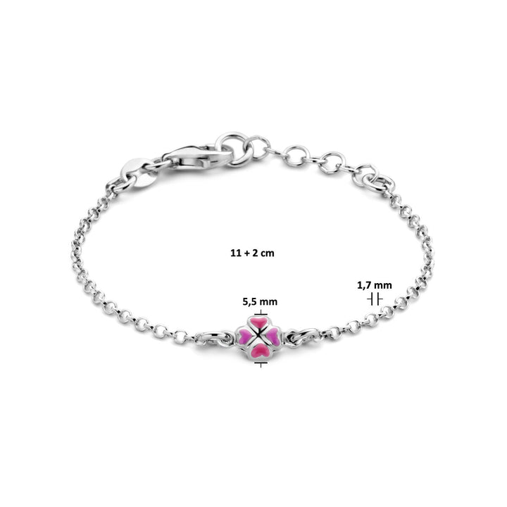 Armband Kleeblatt 11 + 2 cm Silber rhodiniert