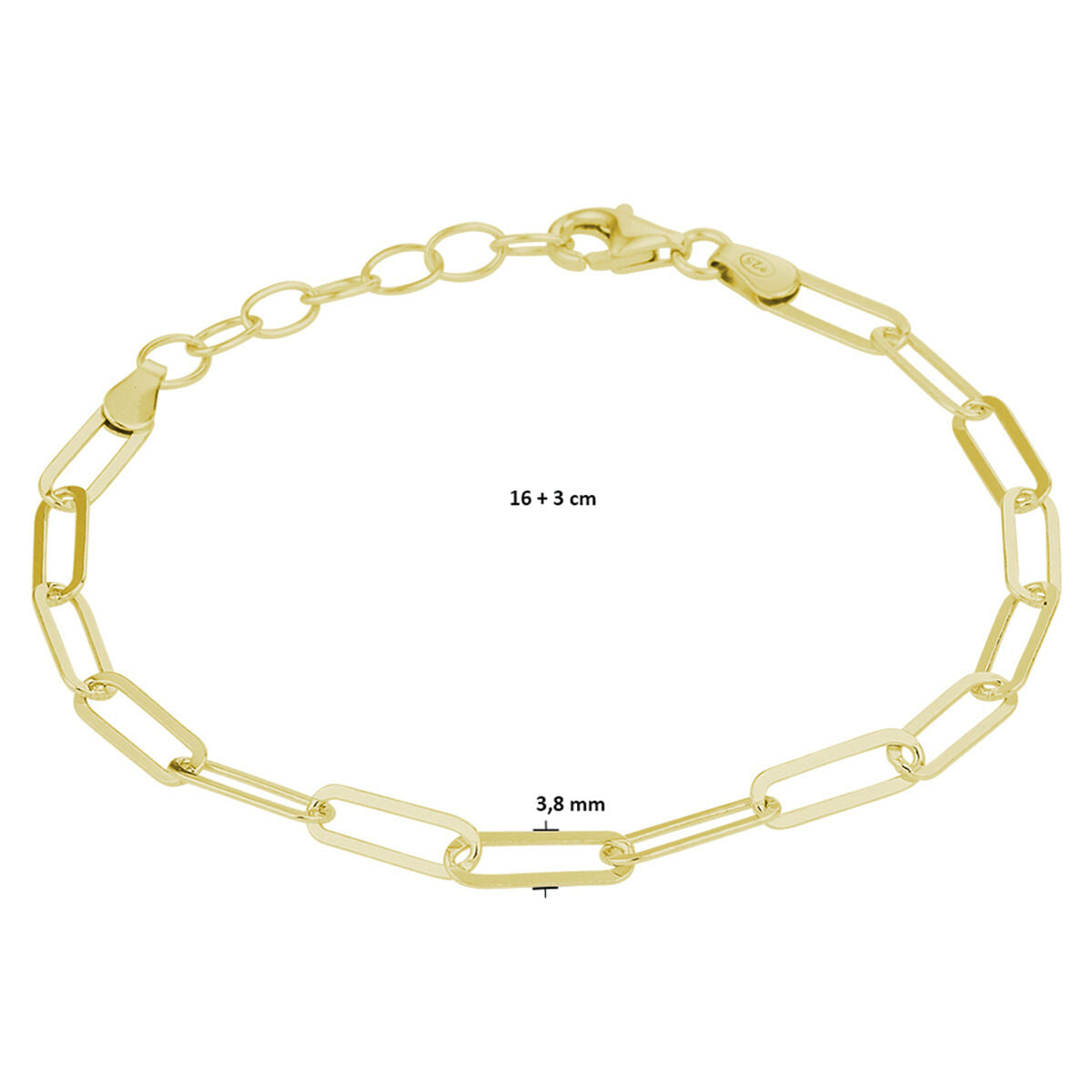 Goldfarbenes Paperclip-Armband auf Silber