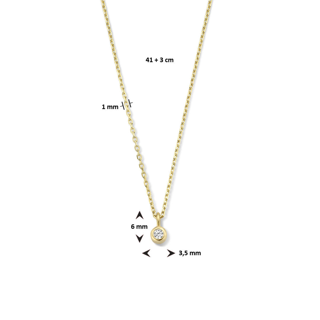 Zirkonia-Halskette 41 + 4 cm 14K Gelbgold