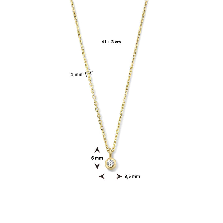 Zirkonia-Halskette 41 + 4 cm 14K Gelbgold
