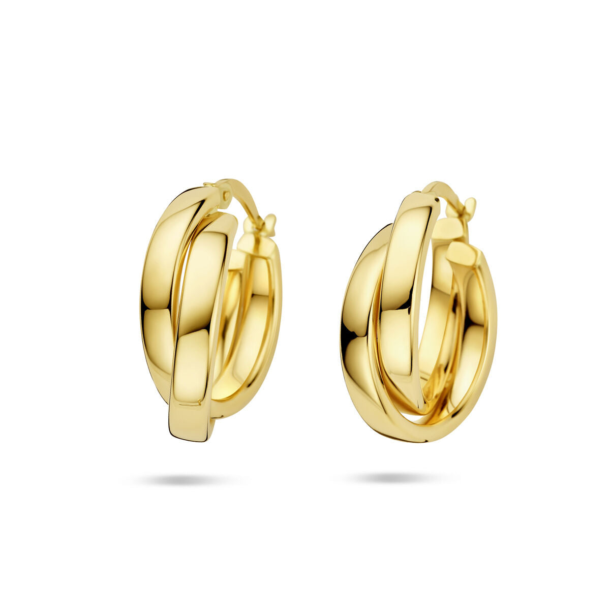 Glatte, geschwungene Ohrhänger aus 14 Karat Gelbgold mit einem modernen Design