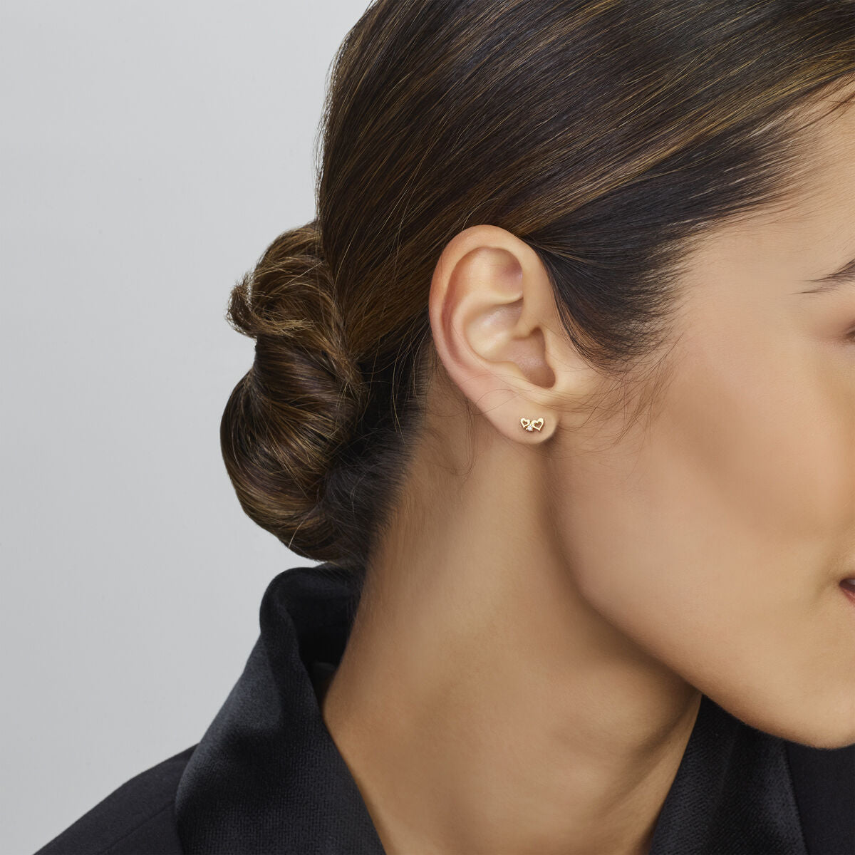 Herz Ohrstecker Zirkonia 14K Gelbgold