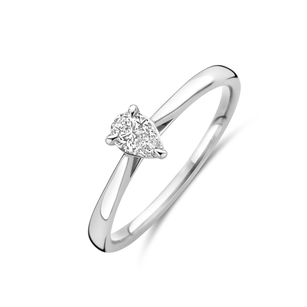 Ring aus 14K Weißgold mit lab-grown Diamant 0,25 ct in Herzform