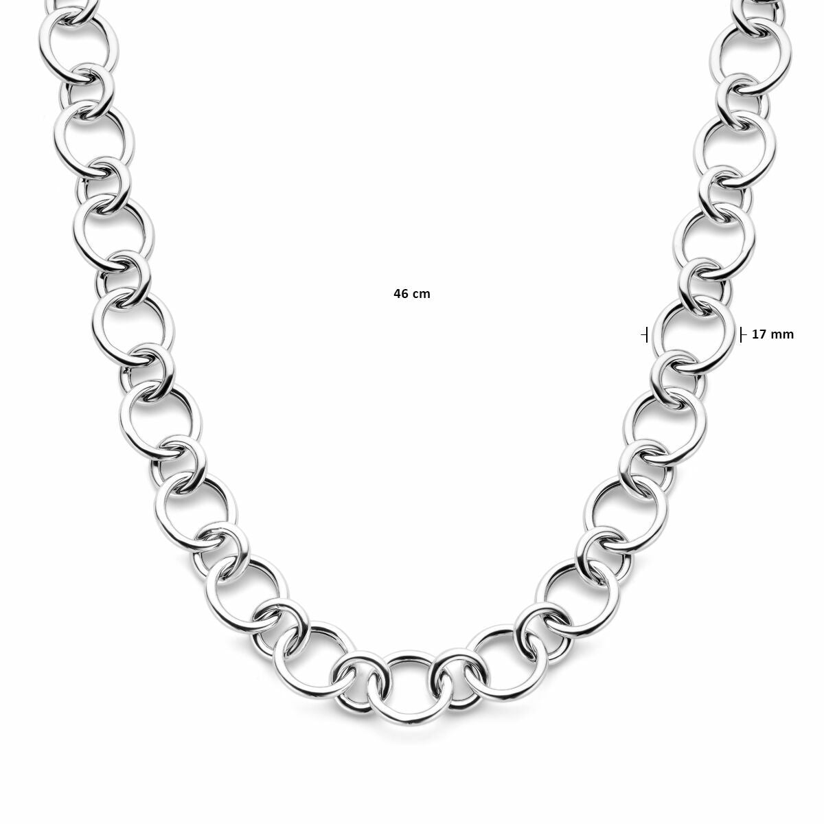 Halskette 17 mm 46 cm Silber rhodiniert