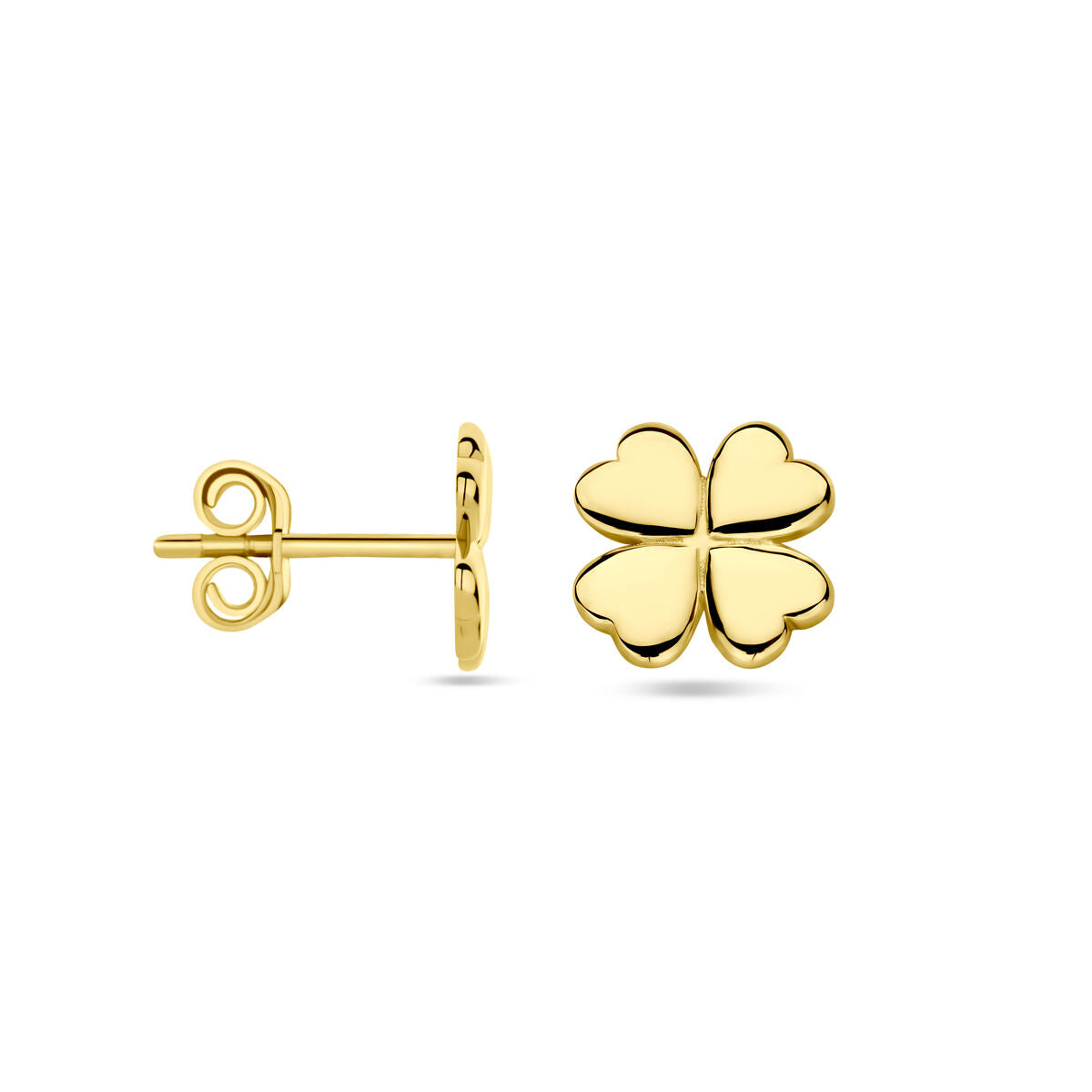 Ohrstecker Kleeblatt 7 mm 14K Gelbgold