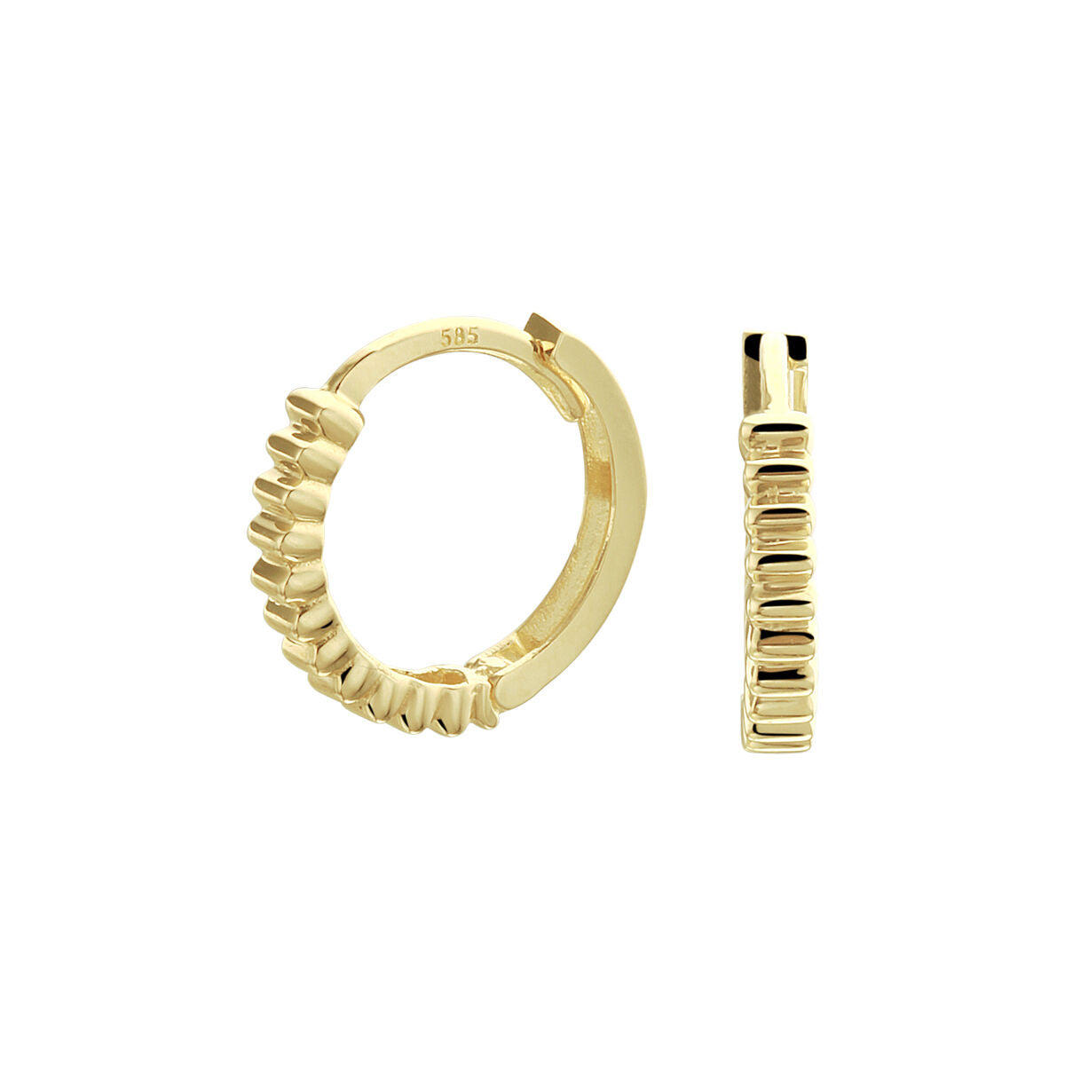 Klapp-Ohrringe aus 14K Gelbgold mit strukturiertem Design und glänzender Oberfläche