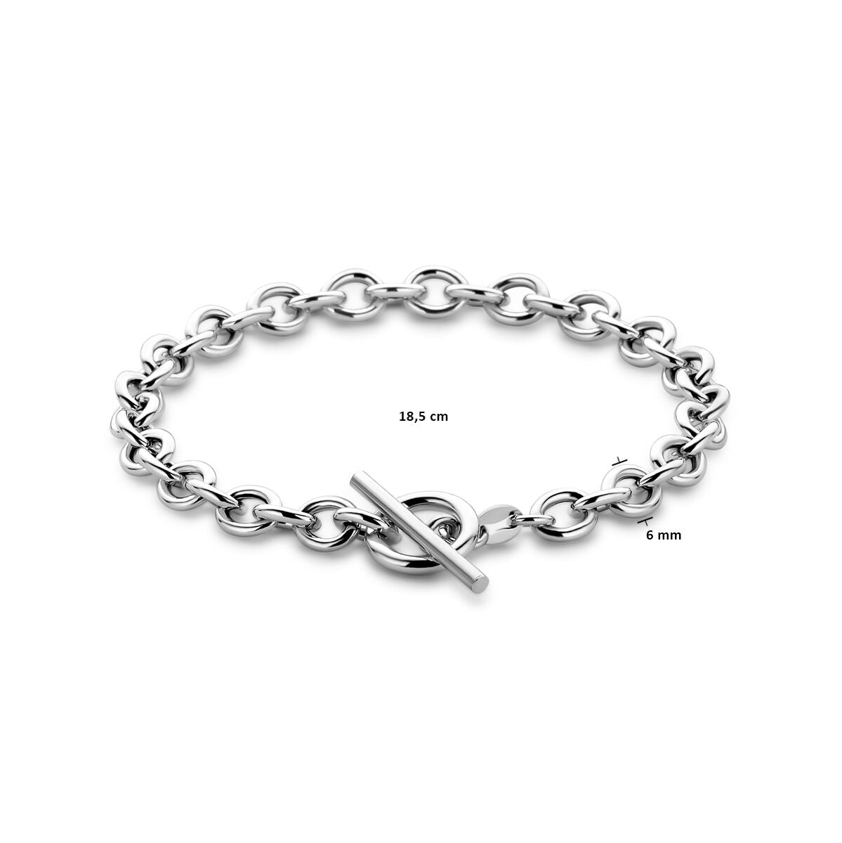 Armband 6 mm 18,5 cm Knebelverschluss Silber rhodiniert
