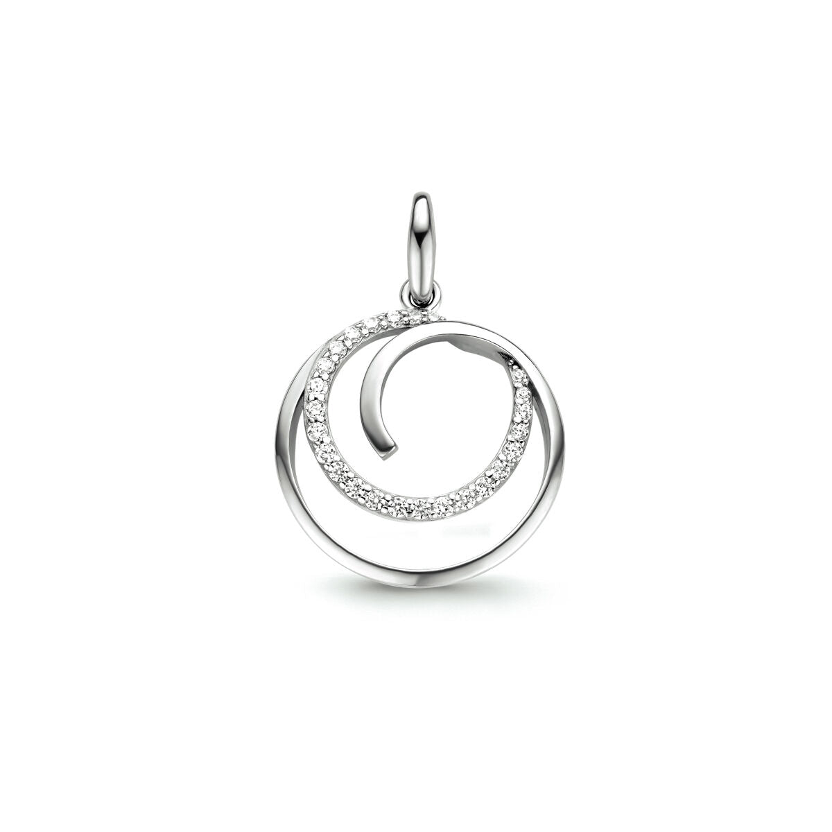 Hänger aus rhodiniertem Silber mit Zirkonia in geschwungener Form