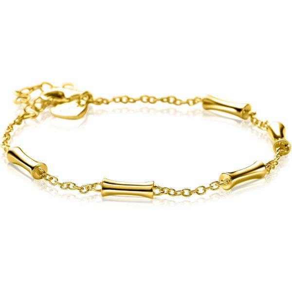 Armband aus Silber mit goldfarbener Beschichtung, 17-20 cm lang, mit runden und länglichen Gliedern
