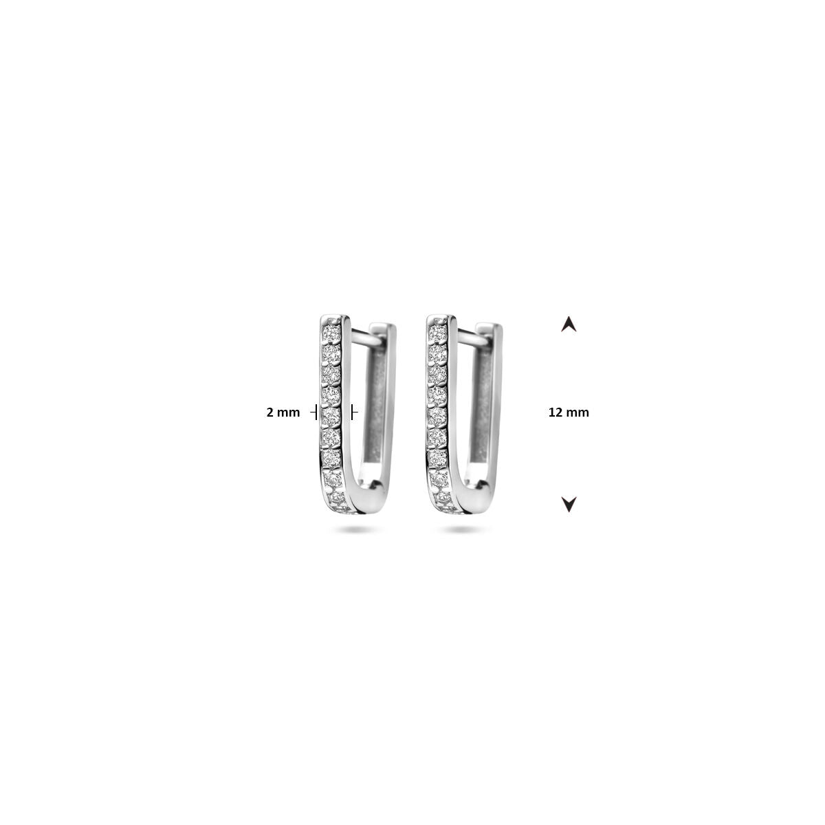Klappcreolen Zirkonia 12 mm Silber rhodiniert