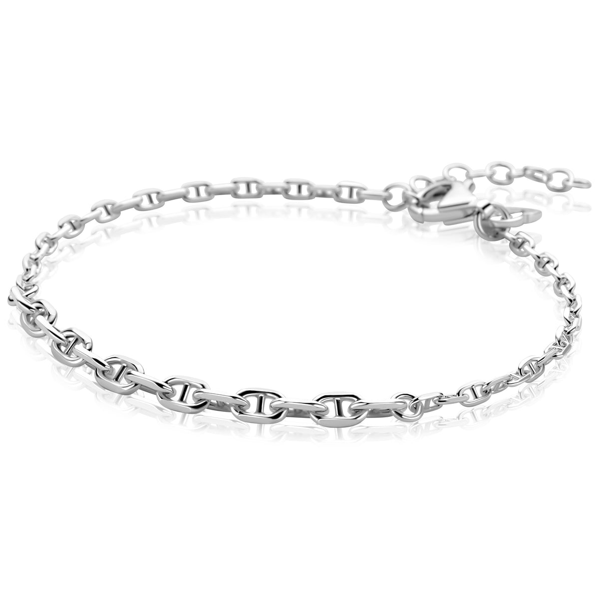 Armband aus Silber mit ovalen Gliedern und Karabinerverschluss