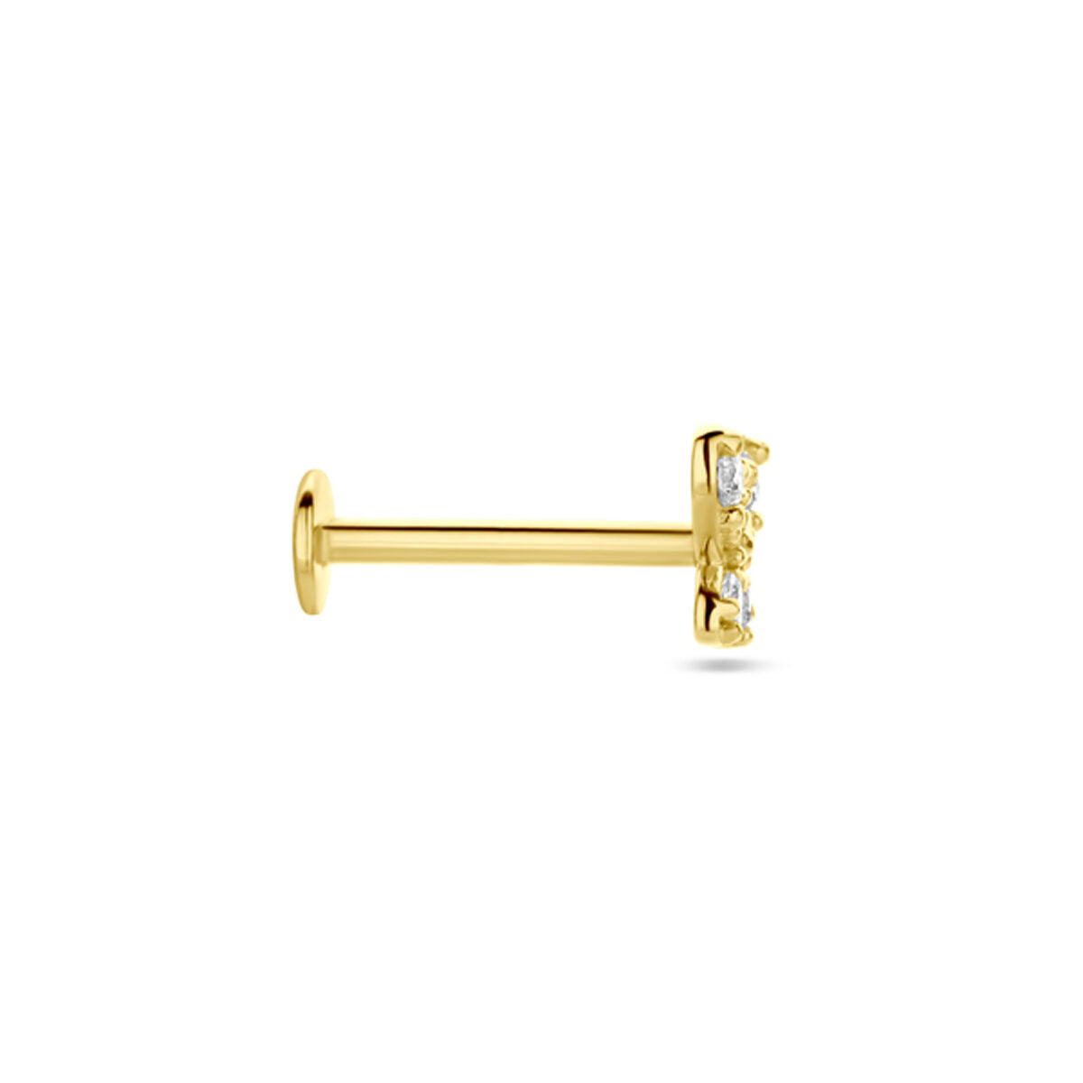Flatback Piercing Schmetterling Zirkonia 4,5 mm 14K Gelbgold
